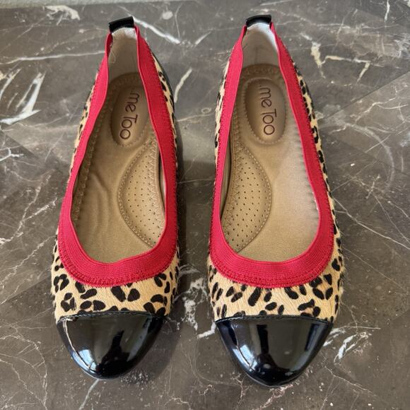 ME TOO Women's Kaden Animal Print Slip On Ballet Flats 6 Patent Leather Tips - Picture 1 of 4